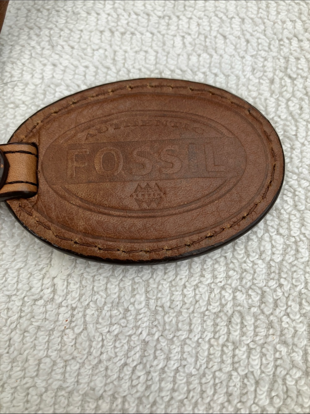 Fossil Silver and brown leather lock and key bag charm - Picture 2 of 3